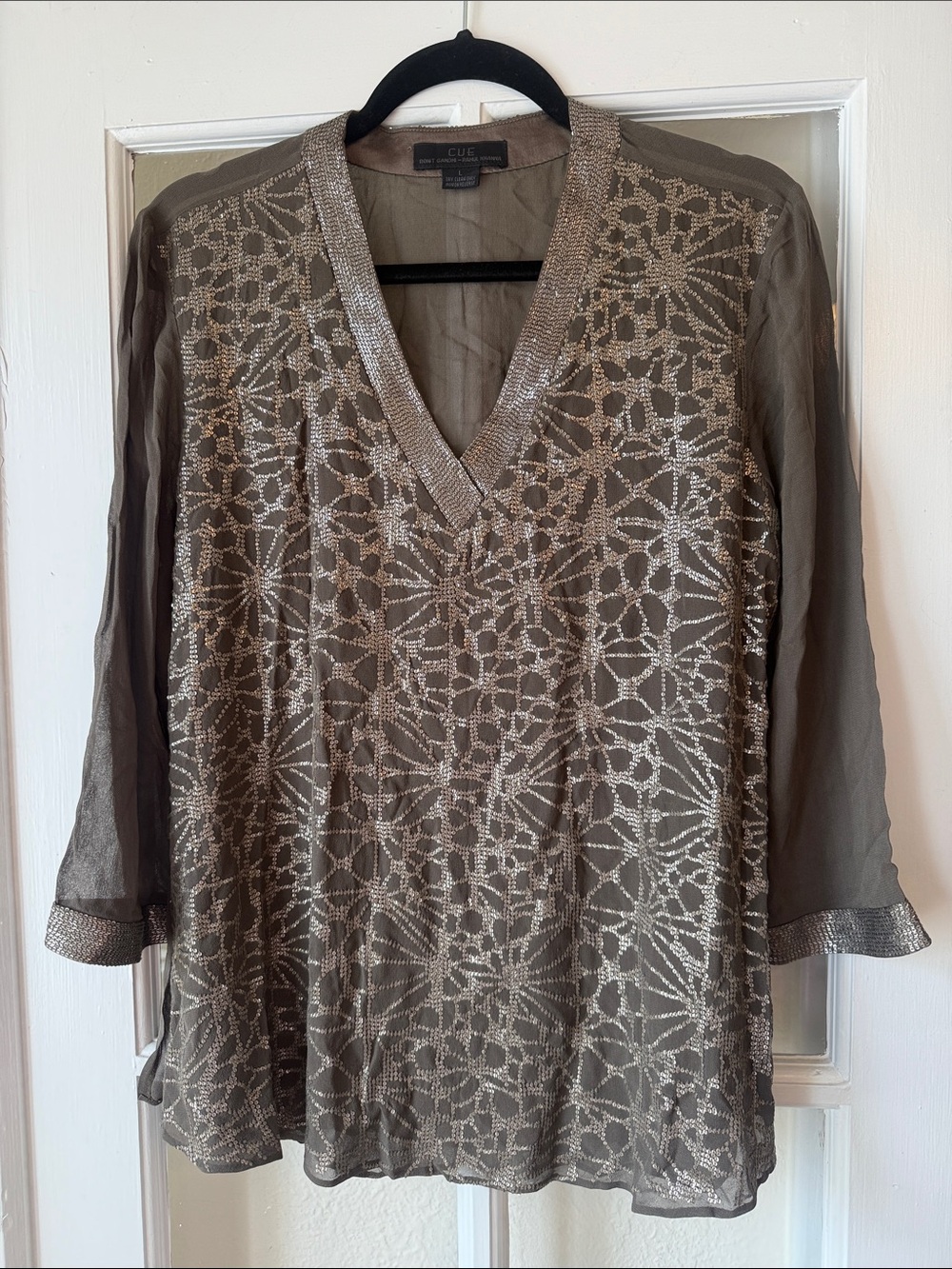 CUE silk and sequin top